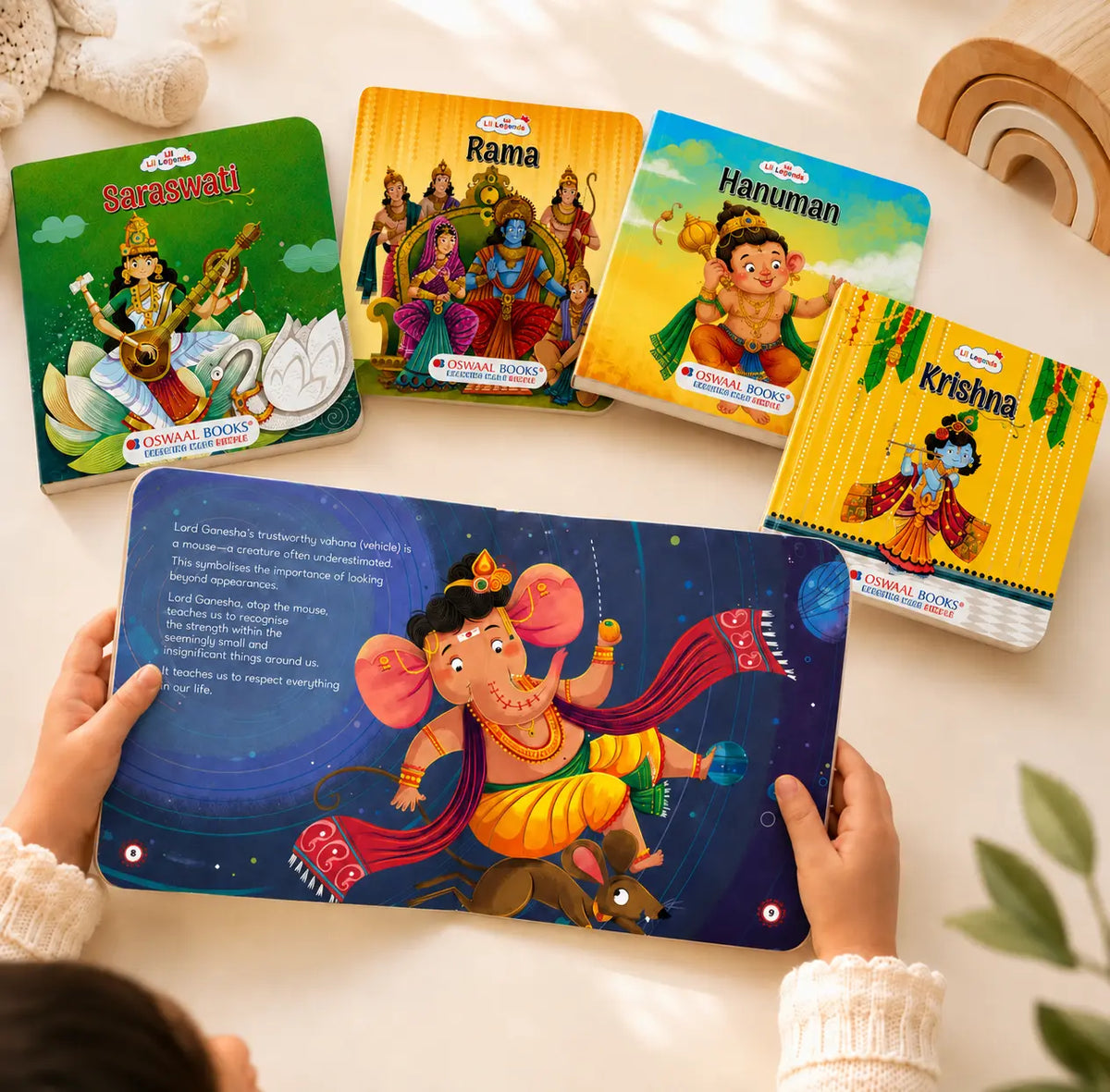 Lil Legends My First Collection of Mythological Tales of Hindu Gods & Goddesses - Set of 5 Board Books for Kids Age 3+ Years | Lord Ganesha, Hanuman, Krishna, Rama & Goddess Saraswati 