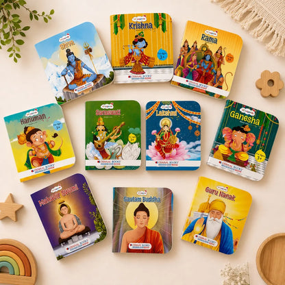 Lil Legends Indian Mythology Story Board Books Set of 10 for Kids Age 3+ Years - Tales of Lord Rama, Krishna, Hanuman, Ganesha, Shiva, Goddess Saraswati, Lakshmi, Buddha, Mahavir & Guru Nanak 