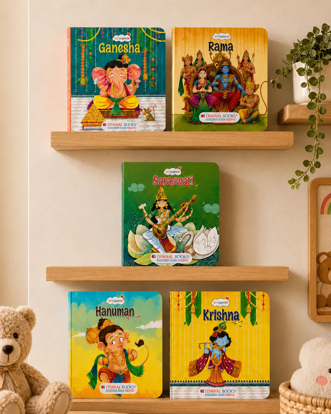 Lil Legends My First Collection of Mythological Tales of Hindu Gods & Goddesses - Set of 5 Board Books for Kids Age 3+ Years | Lord Ganesha, Hanuman, Krishna, Rama & Goddess Saraswati 