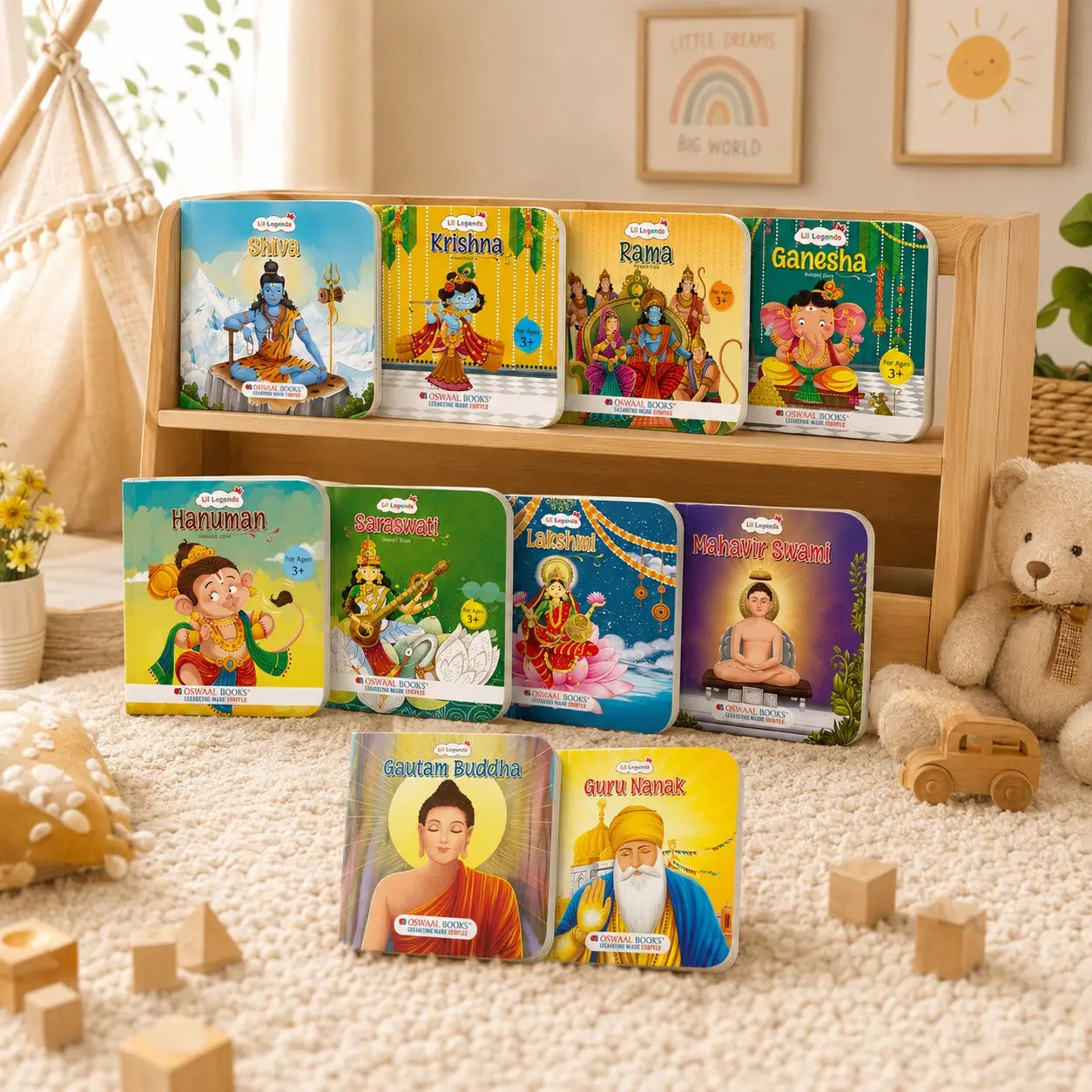 Lil Legends Indian Mythology Story Board Books Set of 10 for Kids Age 3+ Years - Tales of Lord Rama, Krishna, Hanuman, Ganesha, Shiva, Goddess Saraswati, Lakshmi, Buddha, Mahavir & Guru Nanak 