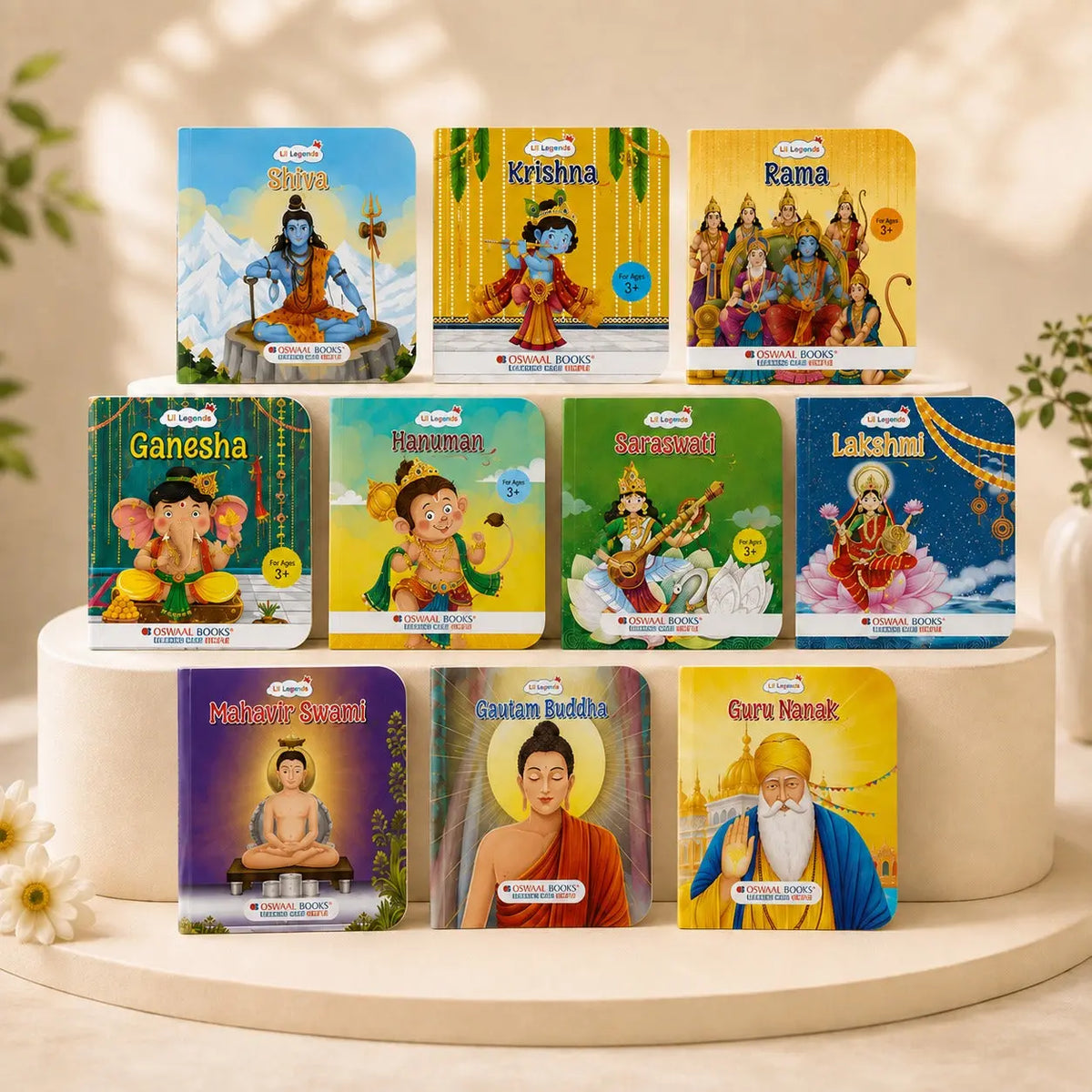 Lil Legends Indian Mythology Story Board Books Set of 10 for Kids Age 3+ Years - Tales of Lord Rama, Krishna, Hanuman, Ganesha, Shiva, Goddess Saraswati, Lakshmi, Buddha, Mahavir & Guru Nanak 