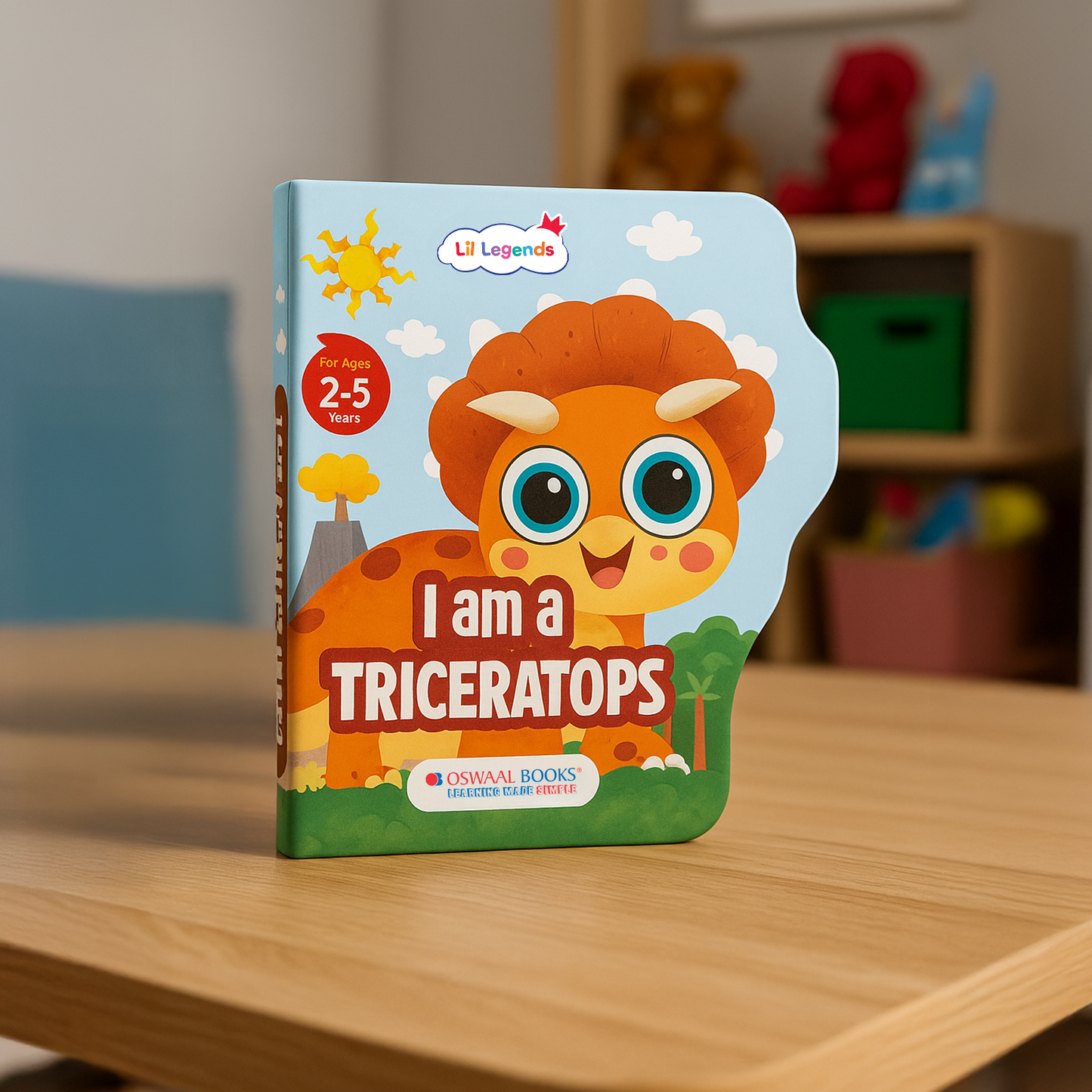 Triceratops Shaped Board Book for Toddlers | Learn Dinosaur Names & Sounds | Ages 2+