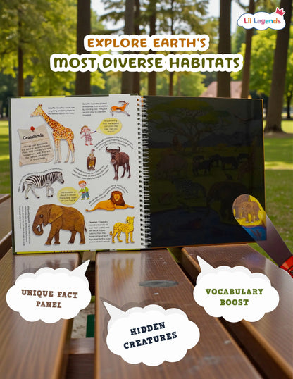 Lil Legends Magic Flashlight Big Discoveries Wild Animals for Kids | Interactive Hidden Picture Book with Reveal Card | Wild Animal Facts | Age 3+ Years | Activity Book